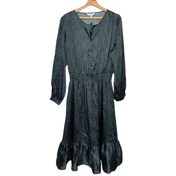 Tucker Juliette Midi Dress Size XL Silk Stretch Charmeuse Emerald Green Multi - Picture 3 of 15